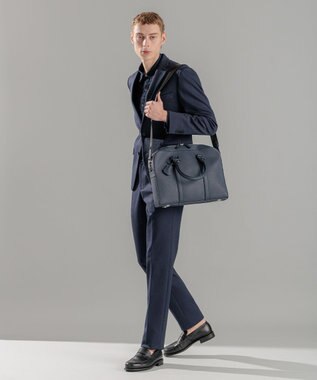 JOSEPH HOMME シンセティックシュリンクレザー  ブリーフバッグ ネイビー系