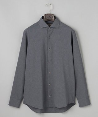 GOTAIRIKU 【シワになりにくい/ストレッチ/洗える】ウールライク シャツ_カッタウェイカラー グレー系
