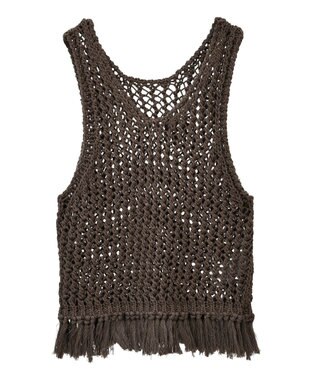 AMERICAN HOLIC 【前後2WAY】フリンジショートベスト Charcoal Gray