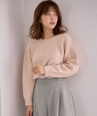 ANY SIS L 【洗える】ソフトタッチ求心 ニット ペールピンク