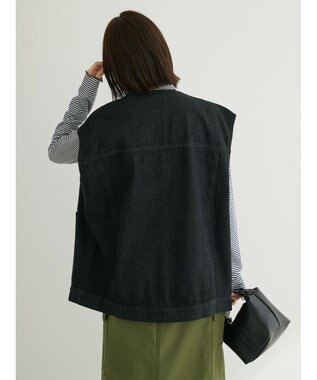 Green Parks ・ＥＬＥＮＣＡＲＥ　ＤＵＥ　ノーカラーデニムベスト Black