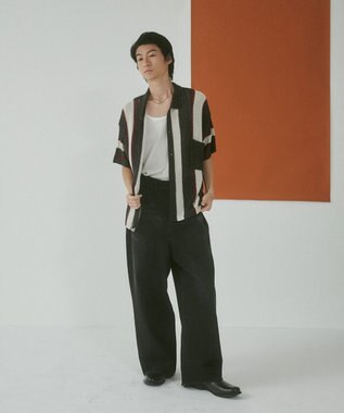 WEGO メッシュストライプニットカーディガン（SS） ダークグレー