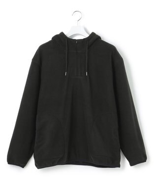 J.PRESS YORK STREET 【UNISEX】フーディフリースハーフジッププルオーバー ブラック系