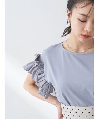 earth music&ecology フリルスリーブカットソー Sax