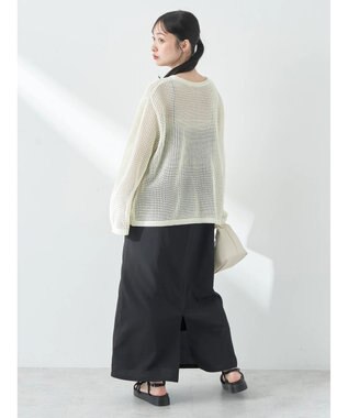 earth music&ecology ラメメッシュプルオーバー Ivory