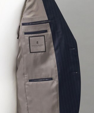 GOTAIRIKU シワになりにくい【御幸毛織/みゆきけおり】Superio160 スーツ_ネイビーストライプ ネイビー系1