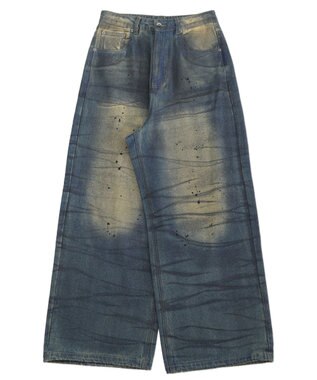 WEGO 【ユニセックス着用ITEM】スーパーバギーダーティデニムパンツ デニム中濃加工色