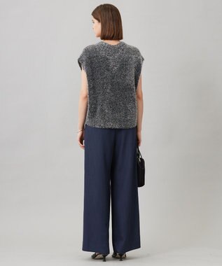 ICB L 【洗える】 ドレープスラブデニム ワイドパンツ インディゴ系