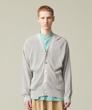 J.PRESS YORK STREET 【UNISEX】Vネックコットン カーディガン ライトグレー系