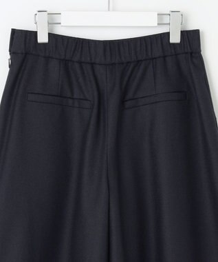 自由区 【洗える】ウォッシャブルウールサキソニーキュロット パンツ ネイビー
