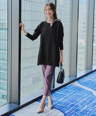 Tiaclasse 【安田美沙子さん着用・選べる2type・洗える】もちニットチュニック ボートネック：ブラック