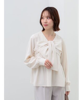 Te chichi リボンディテールペプラムブラウス アイボリー