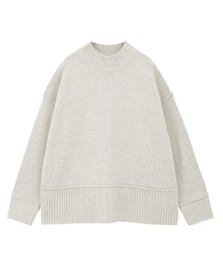 earth music&ecology 【毛玉防止 / 洗濯機洗い可】アンチピリングモックネックバックスリットニット Gray