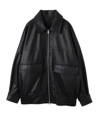 WEGO ヴィンテージライクPUフライトジャケット ブラック