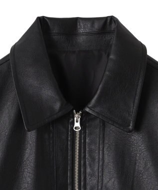 WEGO ヴィンテージライクPUフライトジャケット ブラック