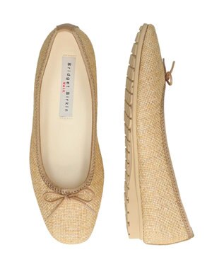 Bridget Birkin ＜3E＞【Bridget Birkin Walk】ラメパナマ調バレエパンプス ベージュ雑材