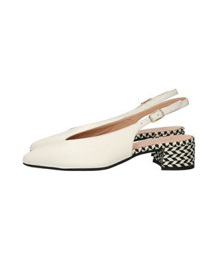INTER-CHAUSSURES 【INTER-CHAUSSURES】ポインテッドトウVカットバックバンド ホワイトコンビ