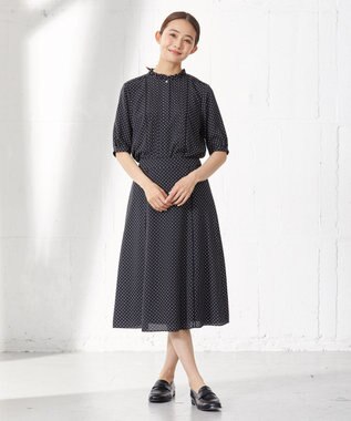 J.PRESS LADIES 【洗える】 ドットプリント フレアー スカート ブラック系5