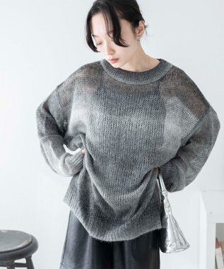 WEGO グラデーションメッシュニット ブラック