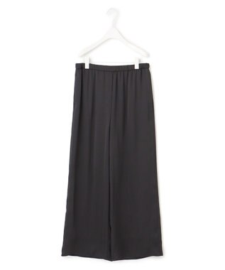 ICB 【接触冷感・洗える】サテンヨウリュウ ワイドストレートパンツ ブラック系