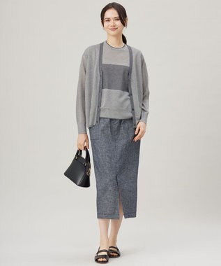 自由区 S 【アンサンブル対応・洗える】ラメシアー カーディガン シルバー×グレー