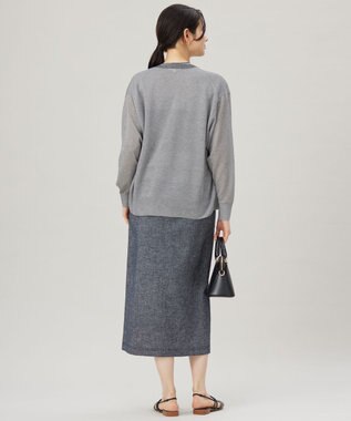 自由区 S 【アンサンブル対応・洗える】ラメシアー カーディガン シルバー×グレー