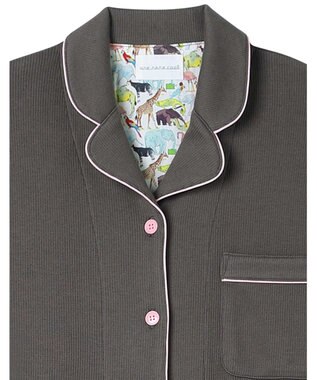 une nana cool 【綿混】ソフトコットンリブ 半袖開襟パジャマ MADE WITH LIBERTY FABRIC アッシュブラウン