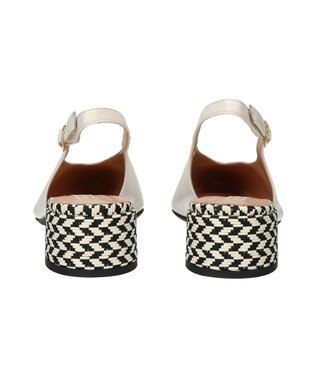 INTER-CHAUSSURES 【INTER-CHAUSSURES】ポインテッドトウVカットバックバンド ホワイトコンビ