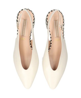 INTER-CHAUSSURES 【INTER-CHAUSSURES】ポインテッドトウVカットバックバンド ホワイトコンビ