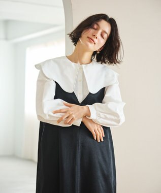 #Newans 【洗濯機可能/シワになりにくい】〈小柄さんにお勧め〉ウェービーカラーブラウス ホワイト