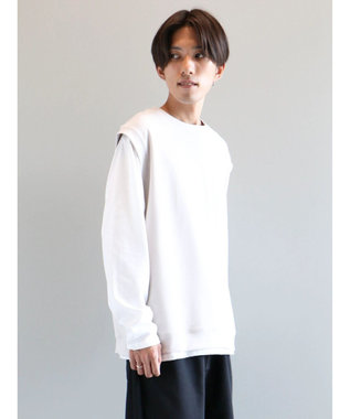 CRAFT STANDARD BOUTIQUE 梨地カットベスト＋Ｌ／Ｓ　ＴＥＥーＳＥＴ Light Gray