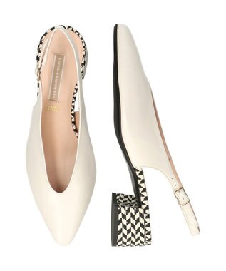 INTER-CHAUSSURES 【INTER-CHAUSSURES】ポインテッドトウVカットバックバンド ホワイトコンビ