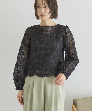 AMERICAN HOLIC 【前後2WAY】シアーレースブラウス Black