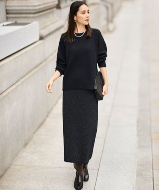 自由区 S 【カタログ掲載】ウールカシミヤブレンドスパンコールラグランスリーブ ニット ブラック