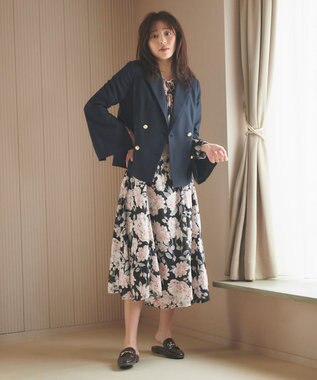 Feroux 【洗える】フラワープリント ワンピース ブラック系9