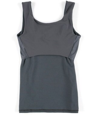 Wing カップ付きタンクトップ ラク きれいなバストシルエット 綿混(身生地) 【シンクロブラトップ】 リブタイプ ブラトップ ET1173 ウイング／ワコール ダークグレー
