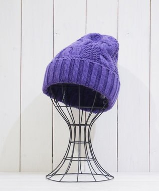 石田製帽 〈新色追加！〉カシミヤニット アラン編みワッチN ニット帽 パープル