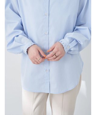 earth music&ecology Ｔ／Ｃ　スタンドフリルブラウス Stripe