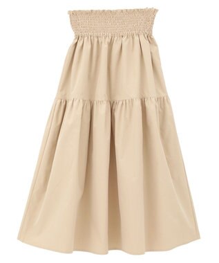 earth music&ecology ウエストシャーリングティアードスカート Beige