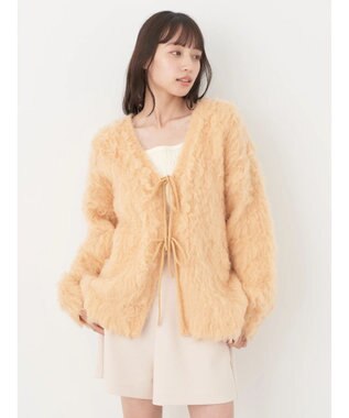 earth music&ecology 起毛リボンニットカーディガン Orange