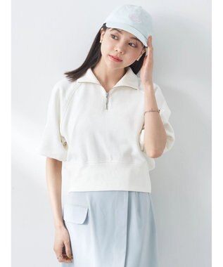 earth music&ecology ハーフジップショートプルオーバー Off White