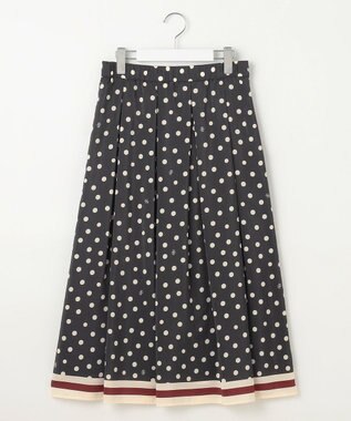 自由区 L 【洗える】ポルカドットプリント スカート アッシュ×アイボリー