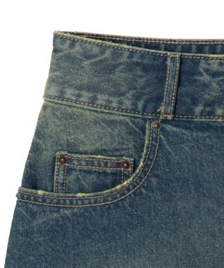 WEGO ヴィンテージウォッシュ台形デニムミニスカート デニム