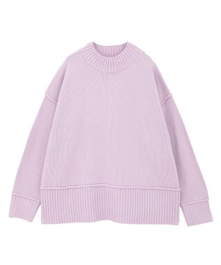 earth music&ecology 【毛玉防止 / 洗濯機洗い可】アンチピリングモックネックバックスリットニット Pink