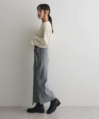 CRAFT STANDARD BOUTIQUE カットコーデュロイラップ風スカート Gray Mixture