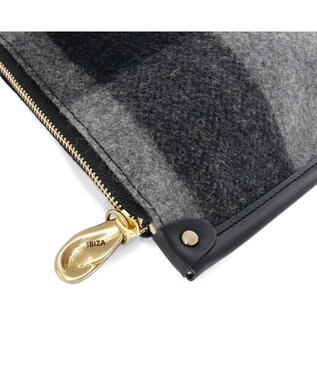 IBIZA プエブロ　ウール/牛革　ポーチ グレー