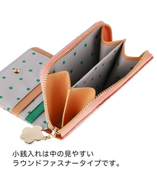 クラフトフラワー ラウンドファスナー折財布 花柄 牛革 日本製