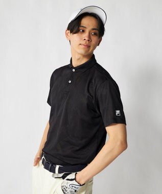 FILA GOLF／marie claire 【FILA GOLF】メッシュ加工ビックロゴ半袖ポロシャツ ブラック