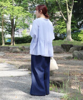 CRAFT STANDARD BOUTIQUE ペプラムブラウス Stripe Blue