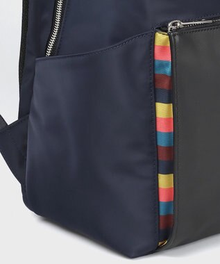 Paul Smith ナイロンブライトストライプトリム リュック ネイビー